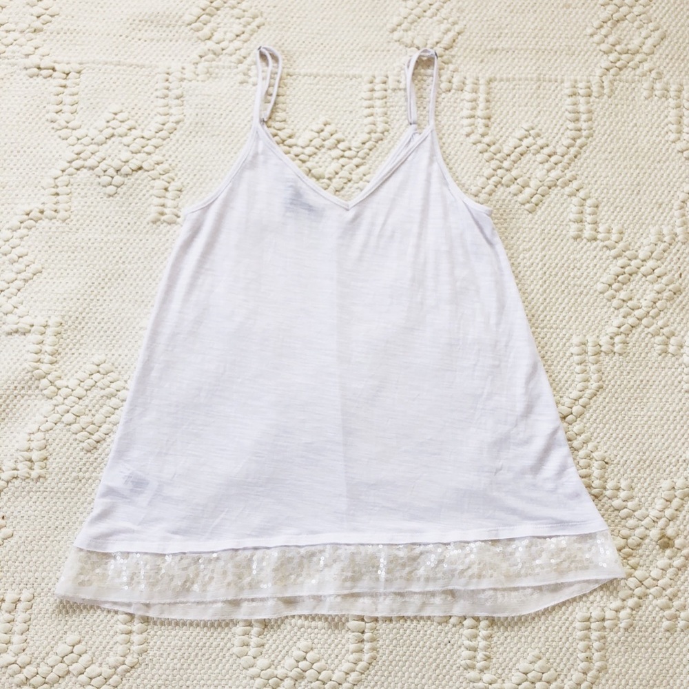 American Eagle White sequin detail tank